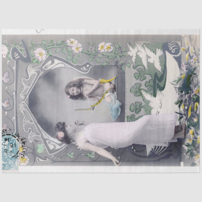 1904 Jugendstil Valentine Seidenpapier (Vorderseite)