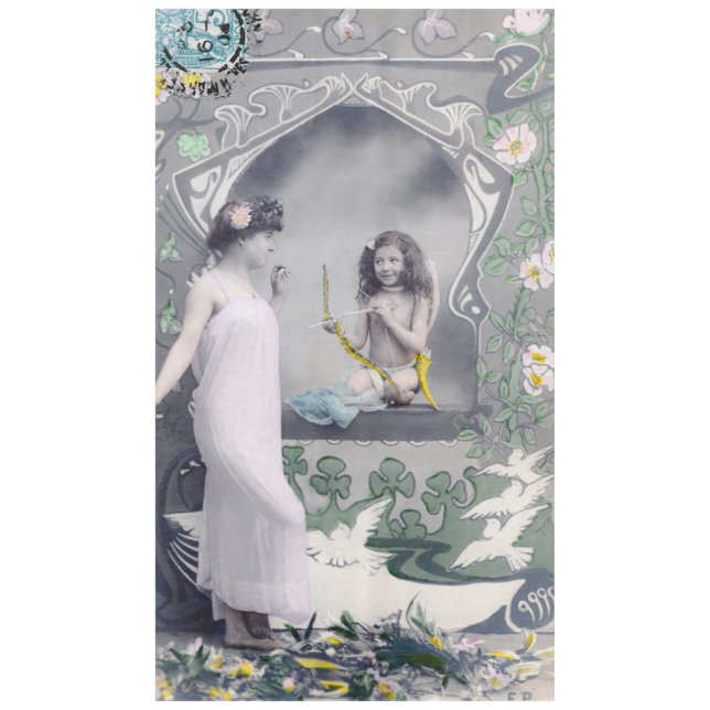 1904 Jugendstil Valentine Tischdecke (Vorderseite)