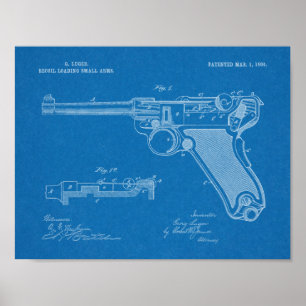 1904 Luger Waffen Patent Kunst Zeichnung Druck Poster