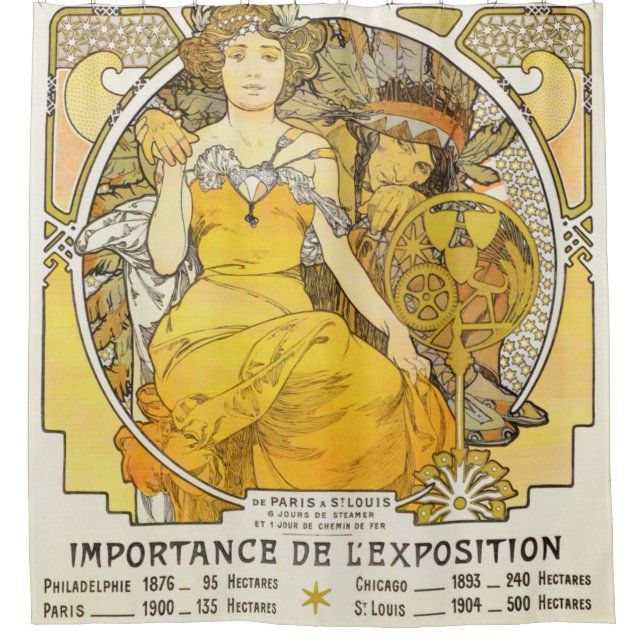 1904 Weltmesse von Alphonse Mucha Duschvorhang (Vorderseite)
