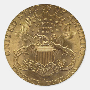 1904 zwanzig Dollar-Münze, Rückseite (Schwänze) Runder Aufkleber