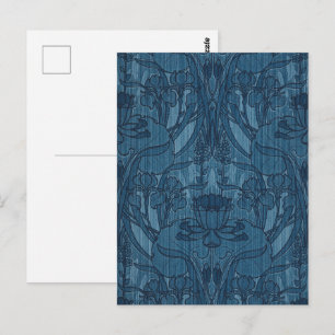 1905 Art Nouveau Style Blue Floral & Blätter Desig Postkarte