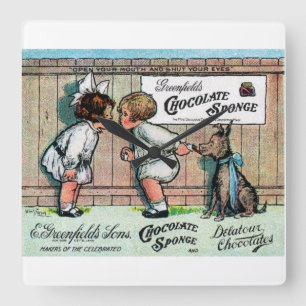 1905 Chocolate Candy Ad Quadratische Wanduhr
