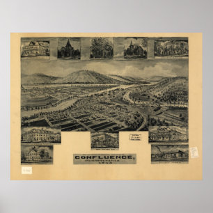 1905 Zusammenfluss, PA Birds Augen Blick Panoramab Poster