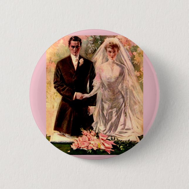 1906 Edwardian Hochzeit Button (Vorderseite)
