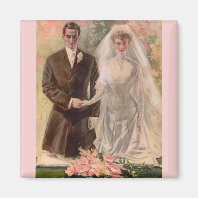 1906 Edwardian Hochzeit Magnet (Vorne)