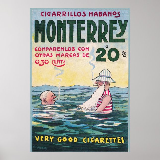 1906 Vintage Monterrey-Zigarrenwerbung Poster (Vorne)