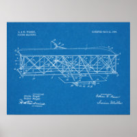 1906 Wright Brothers Airplane Patent Art Drawing