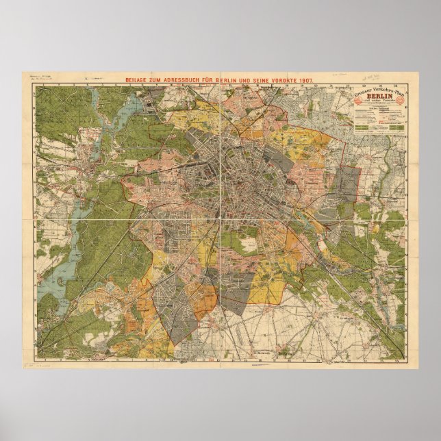 1907 Berlin Transportation Map – Germany Map Poster (Vorne)