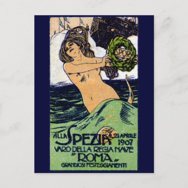 1907 Italienisches Schlachtschiff Roma Postkarte (Vorderseite)