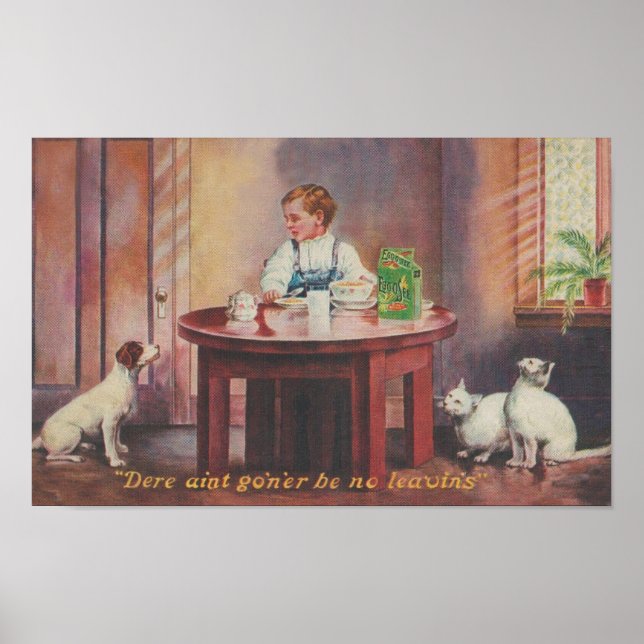 1907 Postkarte. Keine Reste für Hunde & Katzen Poster (Vorne)