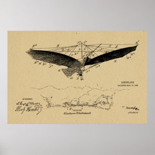 1908 Flying Wing Patent Zeichnend Kunstdrucke Poster