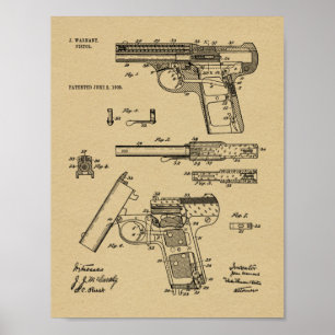 1908 Gewehr Warnant Patent-Kunst, die Druck Poster