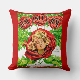 1908 Juni Sweet June Notenblatt drucken Kissen