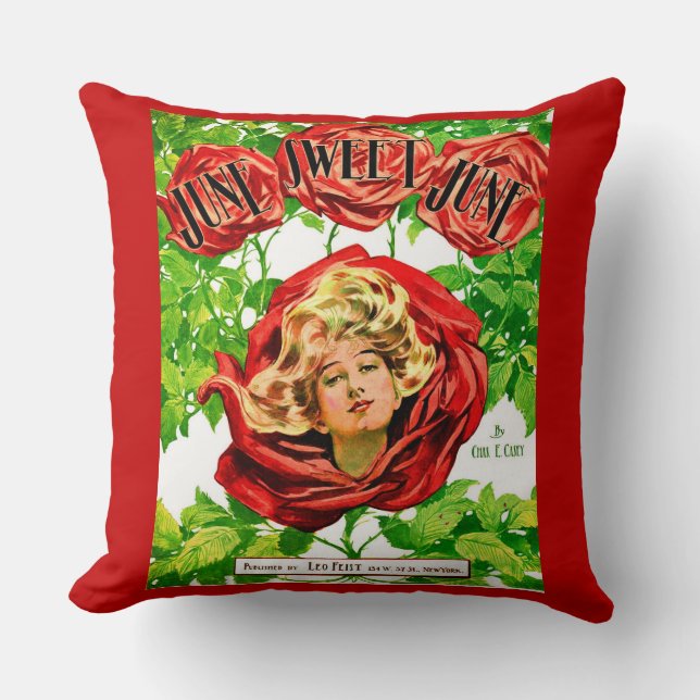 1908 Juni Sweet June Notenblatt drucken Kissen (Vorderseite)