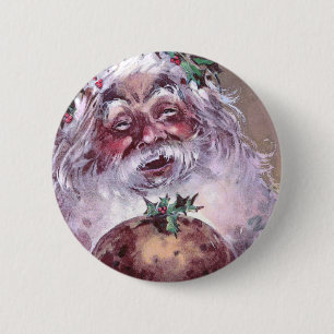 1908 Weihnachtsmann mit Plum Pudding Vintage Weihn Button