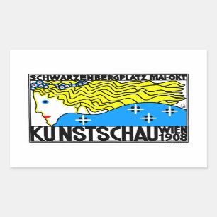 1908 Wiener Jugendstil-Messe Maiden Rechteckiger Aufkleber