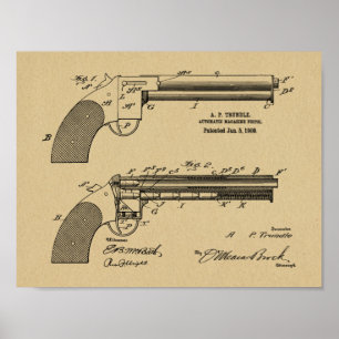 1909 Gun Auto Patent Art Zeichnend Print Poster