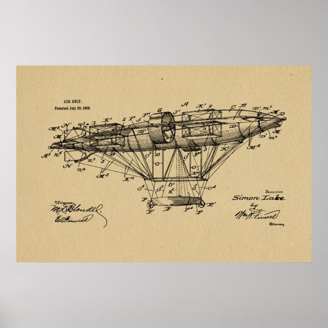1909 Luftfahrt-Patent Zeichnend Kunstdruckkunst Poster (Vorne)
