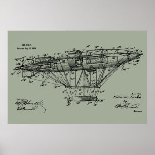 1909 Luftschiff Aeroship Patent Zeichnung Kunstpri Poster