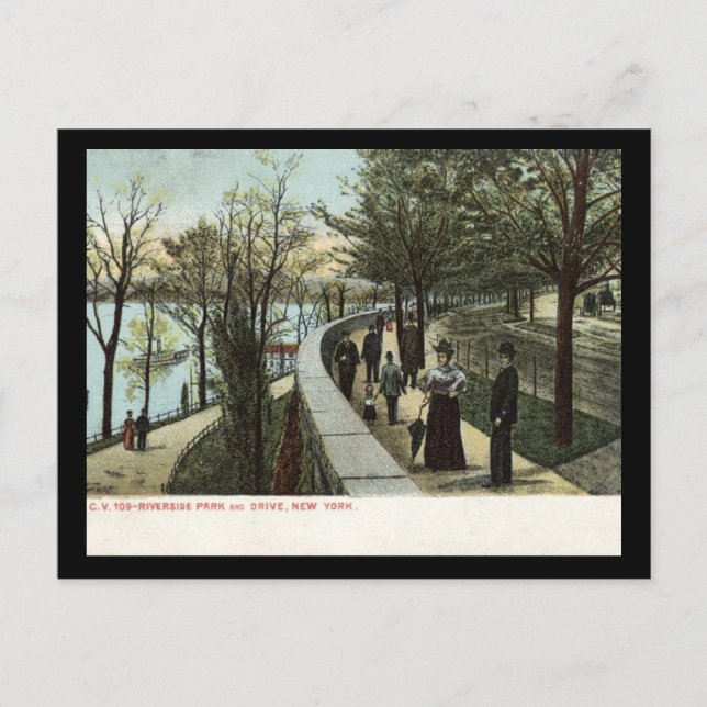 1909 Riverside Park and Drive, New York City Postkarte (Vorderseite)