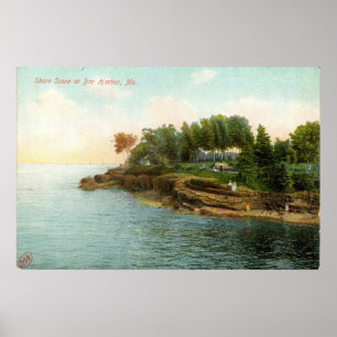 1909 Ufer-Szene am Bar-Hafen, Maine Poster