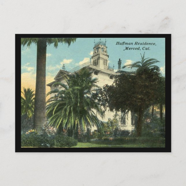 1910-1915 Huffman Mansion in Merced CA Postkarte (Vorderseite)