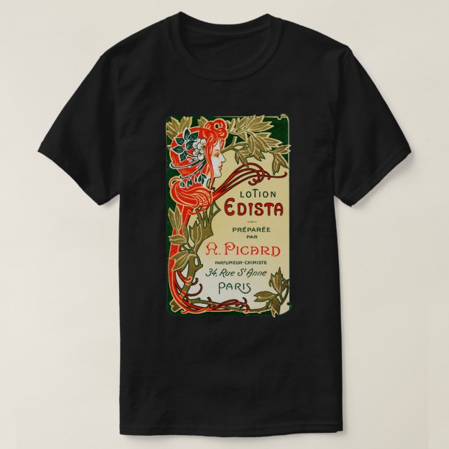 1910 französisches Jugendstil-Label T-Shirt (Design vorne)