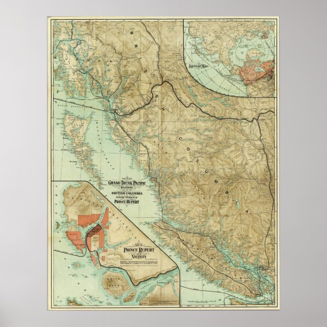 1910 Karte der Grand Trunk Pacific Railway Poster (Vorne)