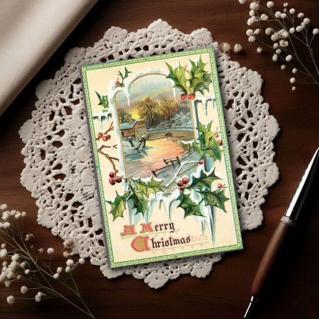 1910 Vintage Christmas Holly Postkarte (Von Creator hochgeladen)