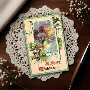 1910 Weihnachten Vintage-Stechpalme Postkarte