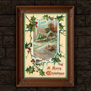 1910 Weihnachten Weihnachten Holly Poster Art