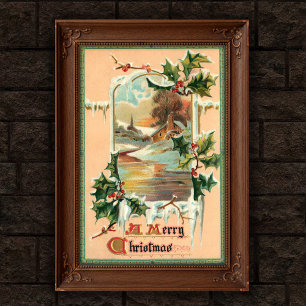 1910 Weihnachten Weihnachten Holly Poster Art