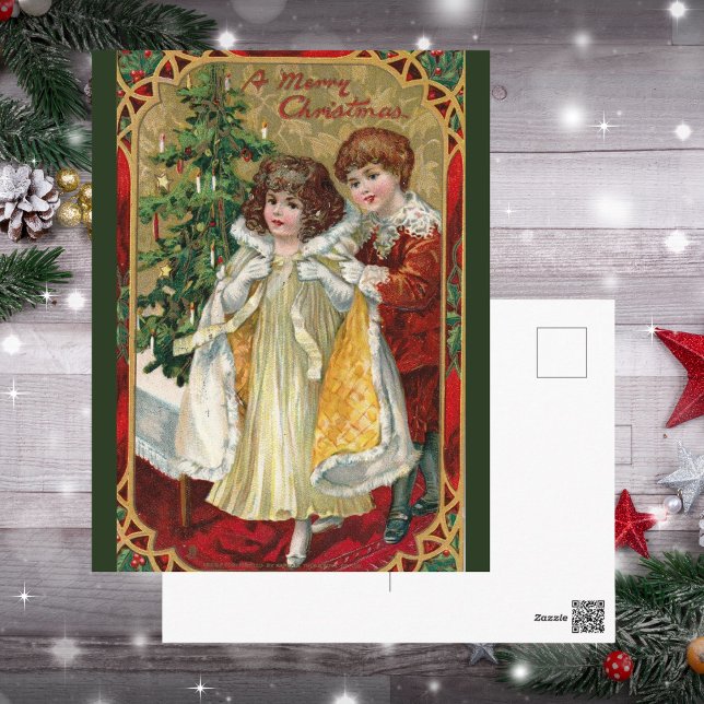 1910 Weihnachtsgebäck Junge und Mädchen Postkarte (Von Creator hochgeladen)
