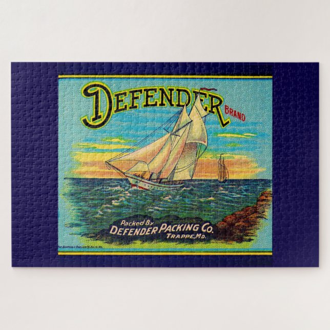1910er Defender Marke Packing Segelbootlabel (Horizontal)