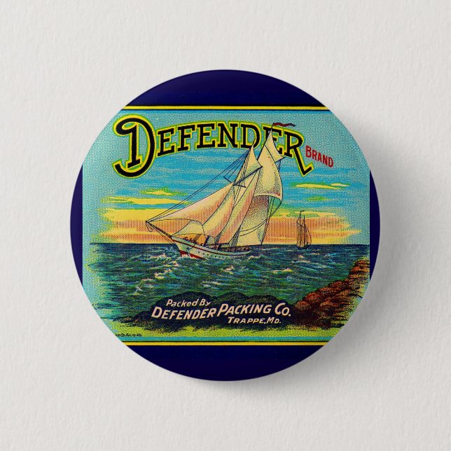 1910er Defender Marke Packing Segelbootlabel Button (Vorderseite)