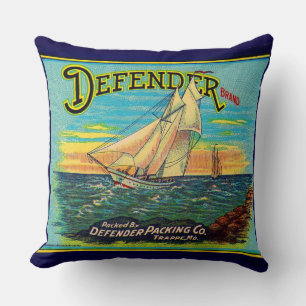 1910er Defender Marke Packing Segelbootlabel Kissen