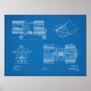 1911 Luftschiff Flugzeug Patent Kunst Zeichnung Dr Poster