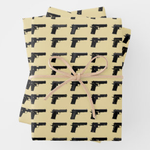 1911-Pistole Silhouette Muster Ziel Sports Geschenkpapier Set