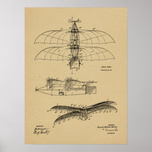 1911 Vintage Flugzeug Patent Kunst Zeichnung Druck Poster
