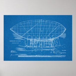 1912 Boot Luftschiff Flugzeug Patent Zeichnung Dru Poster