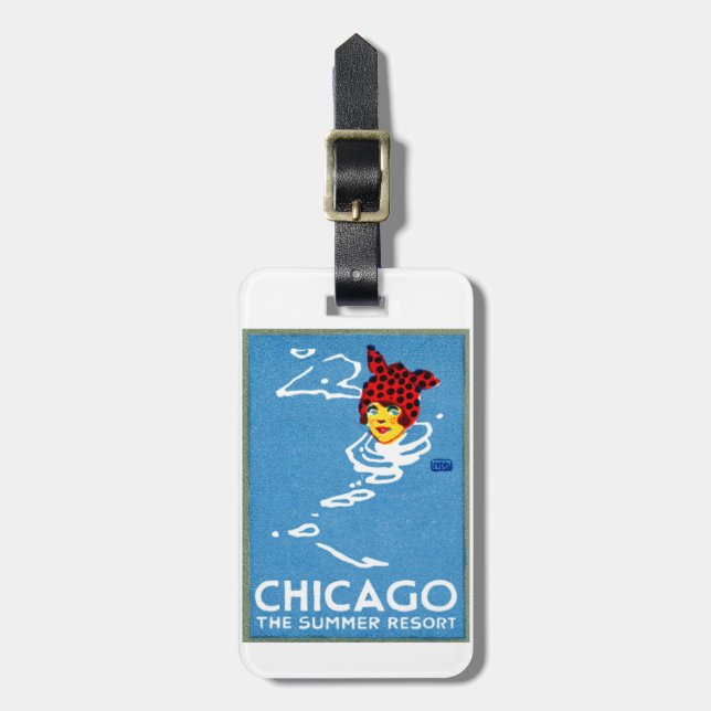 1912 Chicago, The Summer Resort Gepäckanhänger (Vorderseite vertikal)