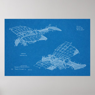 1912 Flugzeugpatentkunst Zeichnend Druck Poster