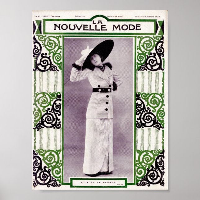 1912 Frau in einem Strippenrock-Anzug Poster (Vorne)