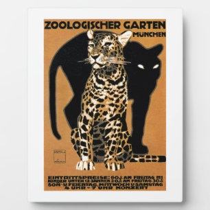 1912 Ludwig Hohlwein Leopard Münchner Zoo Poster Fotoplatte