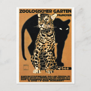 1912 Ludwig Hohlwein Leopard Münchner Zoo Poster Postkarte