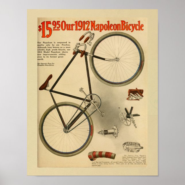1912 Napoleon Fahrrad Farbe und Kunst Druck Poster (Vorne)