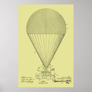 1913 Boot Luftschiff Ballon Patent Kunst Zeichnung Poster