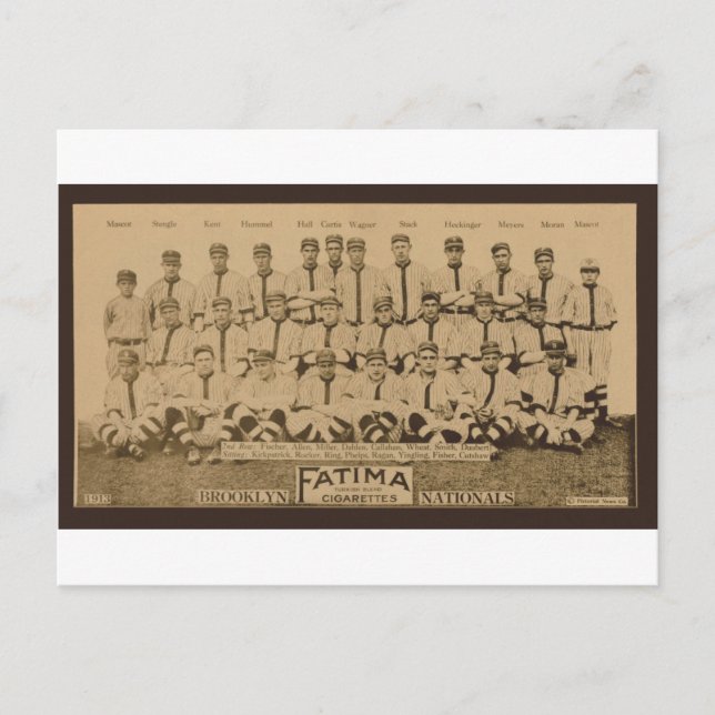 1913 Brooklyn Dodgers Fatima Tobacco Card Print Postkarte (Vorderseite)