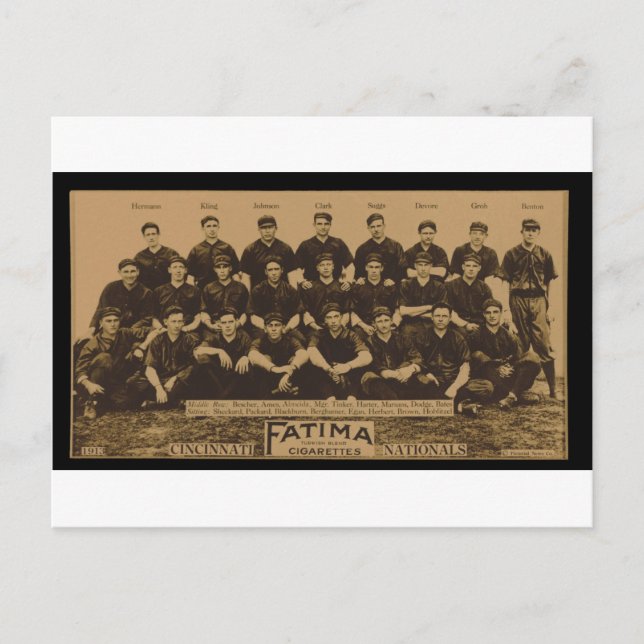 1913 Cincinnati Reds Fatima Tobacco Card Print Postkarte (Vorderseite)